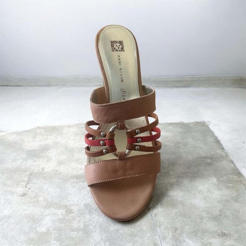 Anne Klein AKORIAN Leather Upper Strappy Heeled Sandals Size 9M